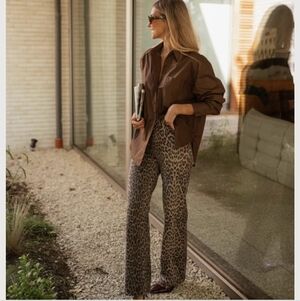 Easy Clothes Leopard Max Jeans Black & Tan NWT Size 38EU Or 4-6 US